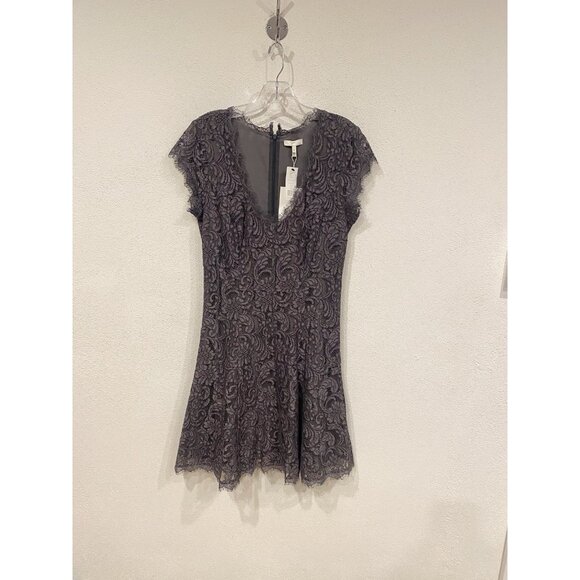 Joie Dress Womens 6 Gray Steel Eshe C Lace Short Sleeve Fit Flare New Tags - Picture 2 of 5